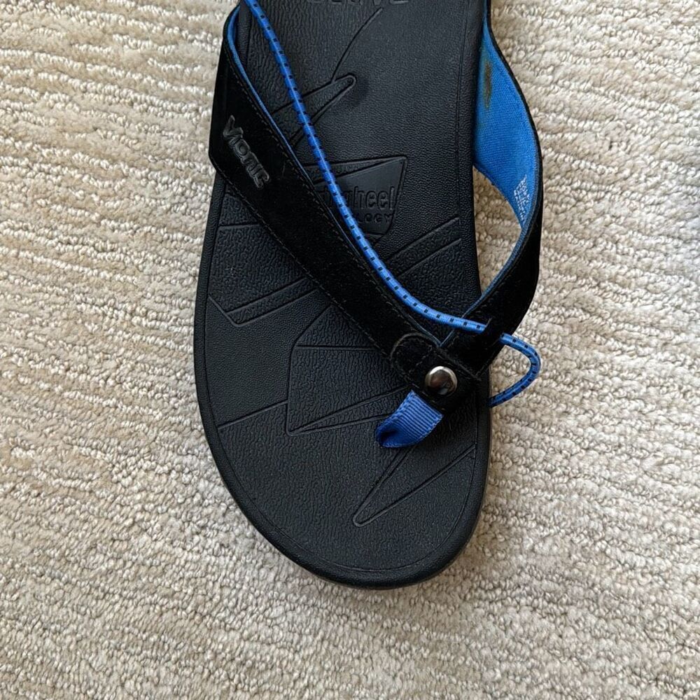 Vionics Women’s Cascade  Sandals With Orthaheel Technology, Black With Blue Trim - Picture 5 of 7